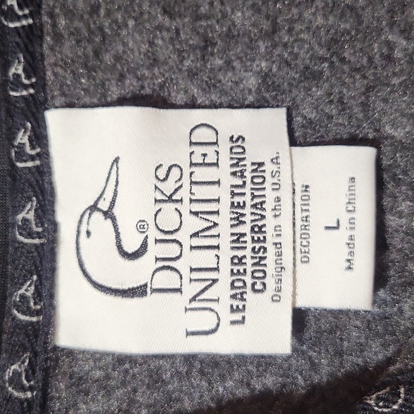 DUCKS UNLIMITED Black Gray Li Zip Fleece Jacket with Pockets -L - Picture 3 of 11